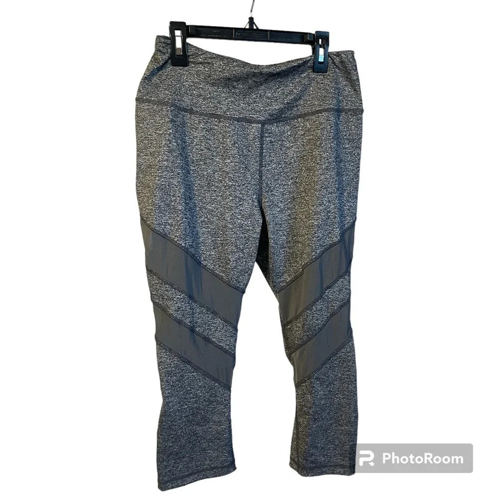 C&C California Capri Leggings Grey with Sheer Peeps for a sexy look Large L